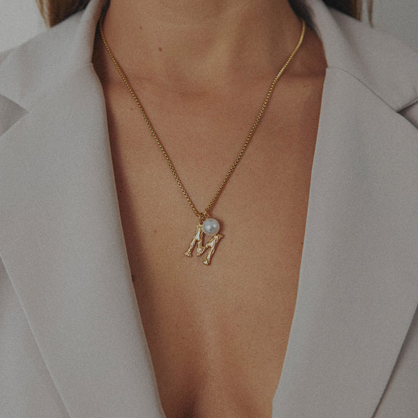 Pearl Letter M Necklace
