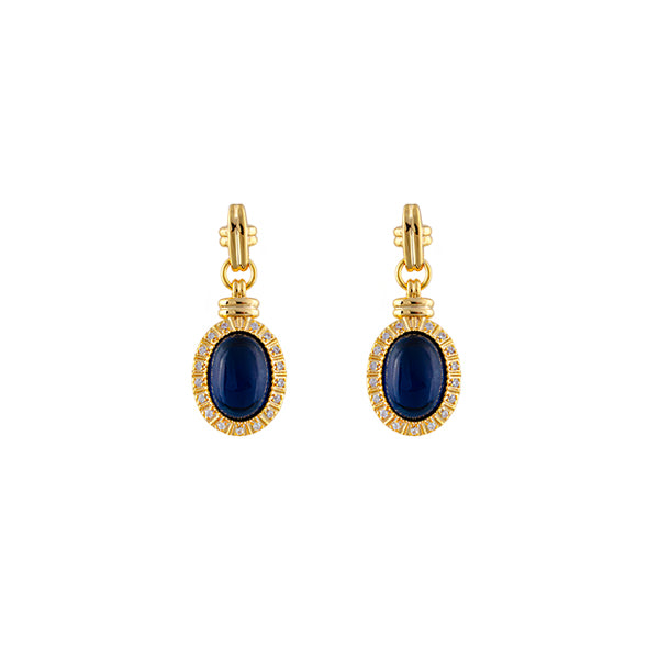 Joanna Earrings with Blue Cabochon Joanna Earrings with Blue Cabochon