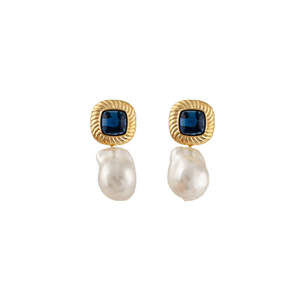 Sally Earrings with Blue Cabochons Sally Earrings with Blue Cabochons