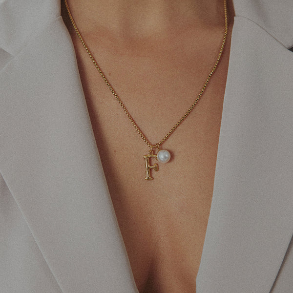 Pearl Letter F Necklace