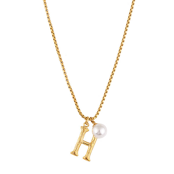 Pearl Letter H Necklace