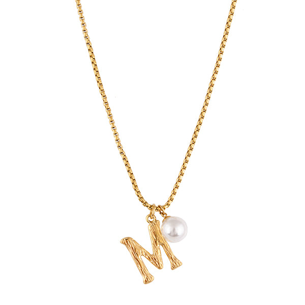 Pearl Letter M Necklace