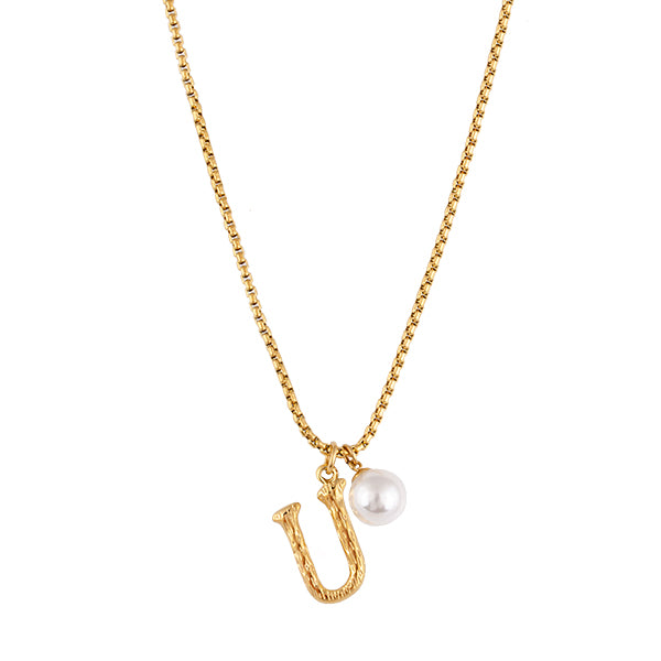 Pearl Letter U Necklace