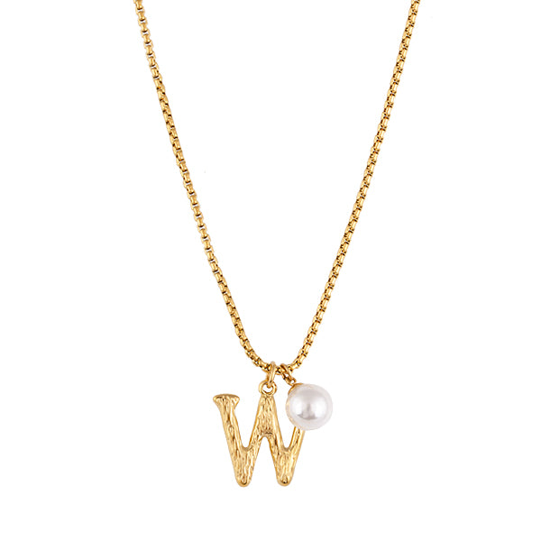 Pearl Letter W Necklace