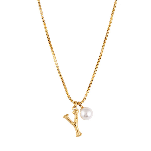 Pearl Letter Y Necklace